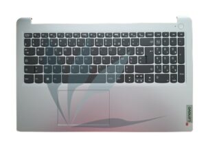 Clavier français avec plasturgie repose-poignets grise non rétro-éclairé neuf d'origine Lenovo pour Lenovo Ideapad 1-15ADA7